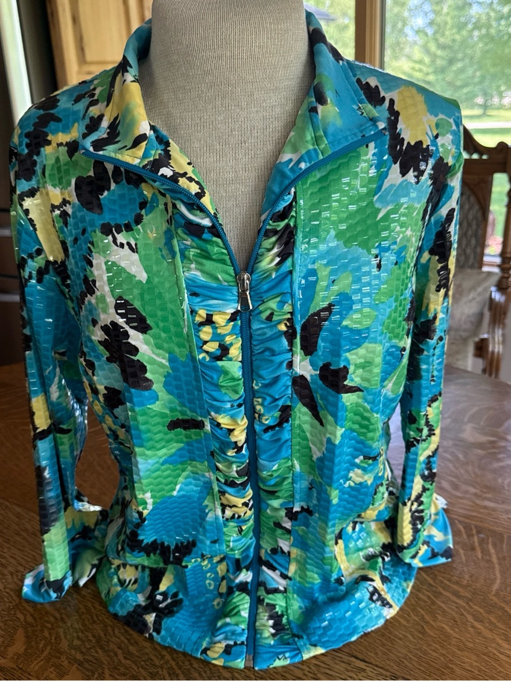 erin london Turquoise and Teal Floral Print Top